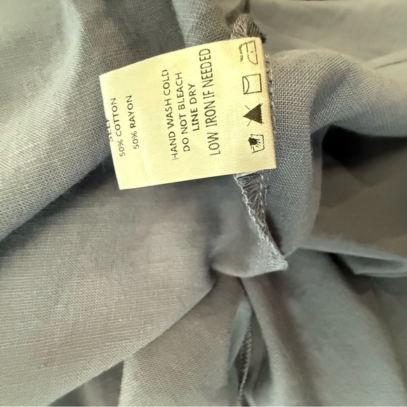 Dusty Blue Ruffle Short Sleeve V-neck Top NWOT - Picture 5 of 5